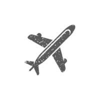 avión icono en grunge textura vector ilustración