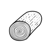 Single wood log icon. Hand drawn vector illustration. Editable line stroke