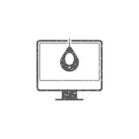 monitor calibración icono en grunge textura vector ilustración