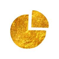 Hand drawn Pie chart icon in gold foil texture vector illustration