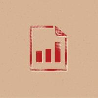 Bar chart halftone style icon with grunge background vector illustration