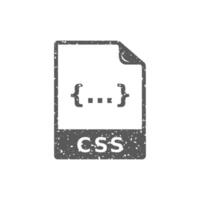 CSS file format icon in grunge texture vector illustration