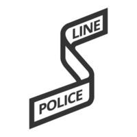 Police line icon in thick outline style. Black and white monochrome vector illustration.