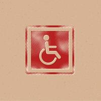 Disabled access halftone style icon with grunge background vector illustration