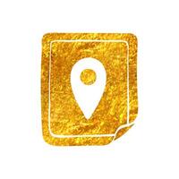 Hand drawn Map icon in gold foil texture vector illustration