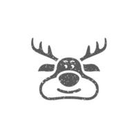 Reindeer the moose icon in grunge texture vector illustration