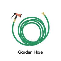 Garden hose flat vector isolated on white background. Gardening tools. Work tools. Hand tools. DIY tools.