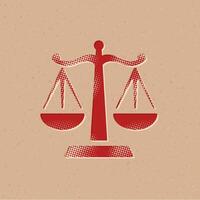 Justice scale halftone style icon with grunge background vector illustration
