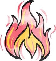 Fire icon in color drawing. Flame hot item business vector