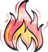 Fire icon in color drawing. Flame hot item business vector