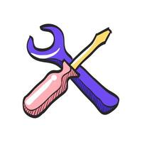 Bicycle tools icon in hand drawn color vector illustration