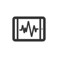 Heart rate monitor icon in thick outline style. Black and white monochrome vector illustration.