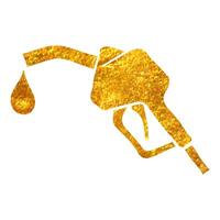 Hand drawn Gas dispenser icon in gold foil texture vector illustration