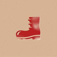 Boot halftone style icon with grunge background vector illustration