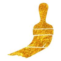 Hand drawn Paint brush icon in gold foil texture vector illustration