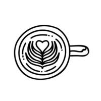 Coffee latter art cup icon. Hand drawn vector illustration. Editable line stroke