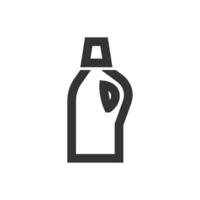 Detergent bottle icon in thick outline style. Black and white monochrome vector illustration.