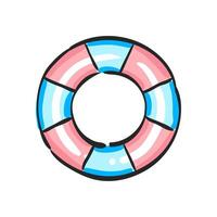 Ring buoy icon in hand drawn color vector illustration