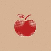 manzana trama de semitonos estilo icono con grunge antecedentes vector ilustración