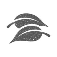 Leaves icon in grunge texture vector illustration