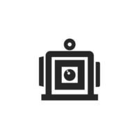 Large format camera icon in thick outline style. Black and white monochrome vector illustration.