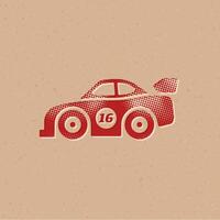 Race car halftone style icon with grunge background vector illustration