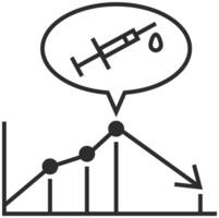 Vaccination data chart concept icon in thin outline. Vector illustration.