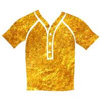 Hand drawn Baseball jersey icon in gold foil texture vector illustration