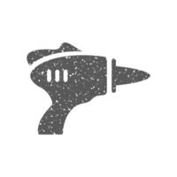 Toy laser gun icon in grunge texture vector illustration