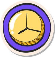 Hand drawn Clock icon in sticker style vector illustration