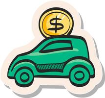 mano dibujado coche cerdito banco icono en pegatina estilo vector ilustración