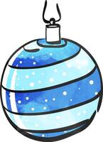 Christmas ball icon in color drawing. Season greeting December merry decoration vector
