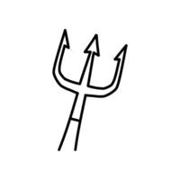 Poseidon trident icon. Hand drawn vector illustration. Editable line stroke.