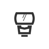 Camera flash icon in thick outline style. Black and white monochrome vector illustration.