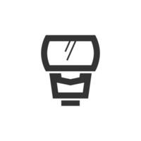 Camera flash icon in thick outline style. Black and white monochrome vector illustration.