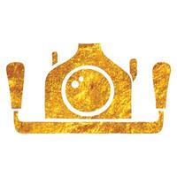 Hand drawn Underwater camera icon in gold foil texture vector illustration