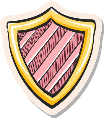 Hand drawn Shield icon in sticker style vector illustration