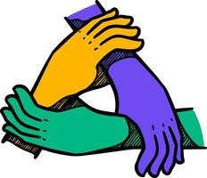 Hands icon  style team work concept color vector illustration