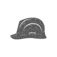 Hard hat icon in grunge texture vector illustration