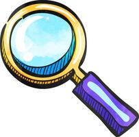 Magnifier icon in watercolor style. vector