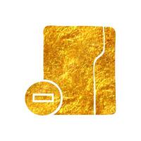 Hand drawn Folder icon in gold foil texture vector illustration
