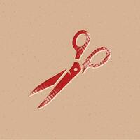 Scissor halftone style icon with grunge background vector illustration