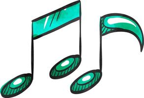 Music notes icon in watercolor style. vector