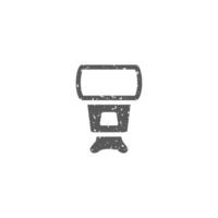 Camera flash icon in grunge texture vector illustration