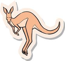 Hand drawn jumping kangaroo in sticker style vector illustration