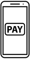 Mobile payment icon in thin outline. Vector illustration.