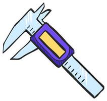 Digital caliper icon in hand drawn color vector illustration