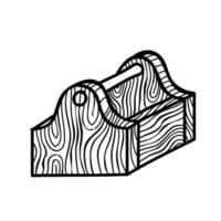 Wooden vintage tool box icon. Hand drawn vector illustration. Editable line stroke