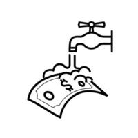 Money washing icon. Hand drawn vector illustration.