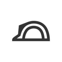 Hard hat icon in thick outline style. Black and white monochrome vector illustration.
